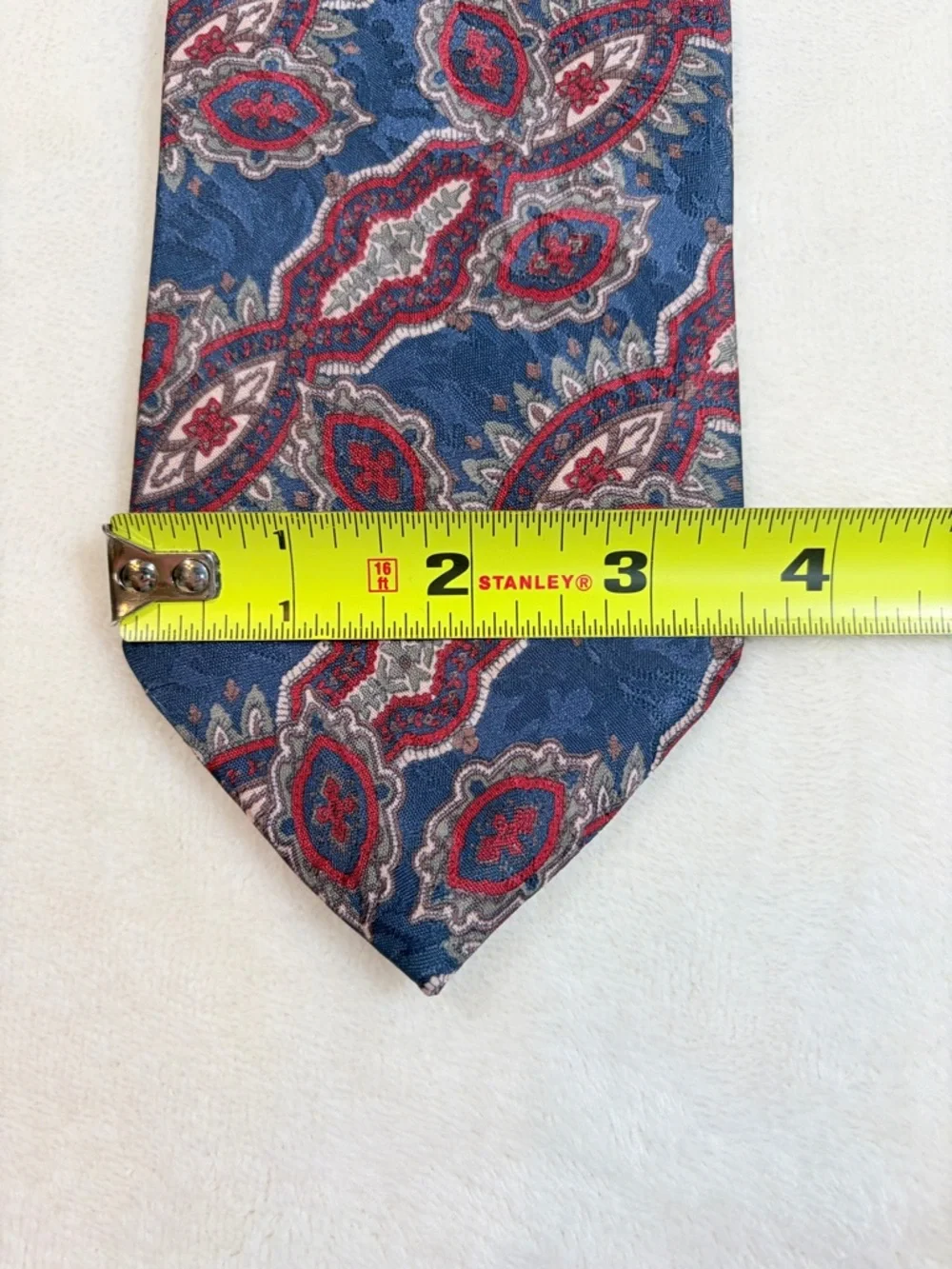 Christian Dior Men's Paisley Blue Red Gray Silk Classic‎ Woven Tie
